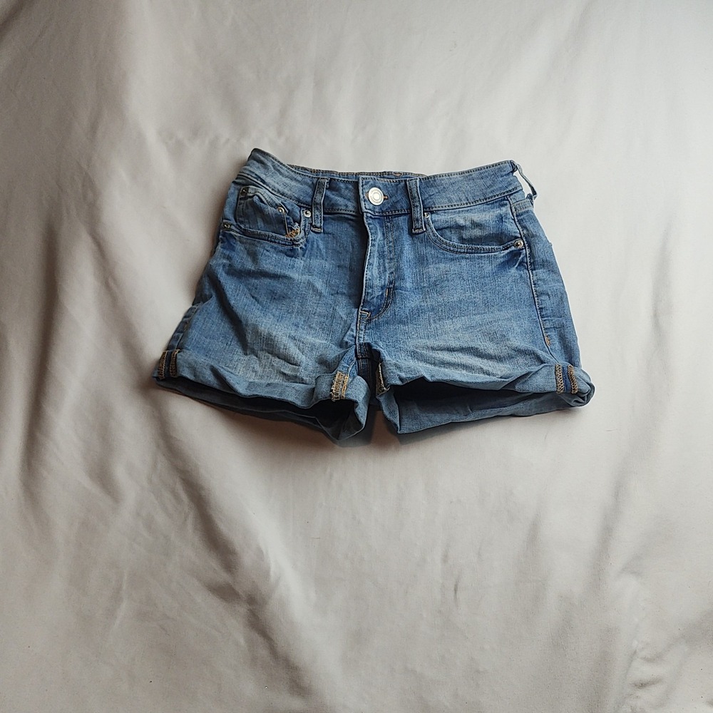 Aeropostale Curvy Midi Denim Shorts Light Wash Women's Size 0